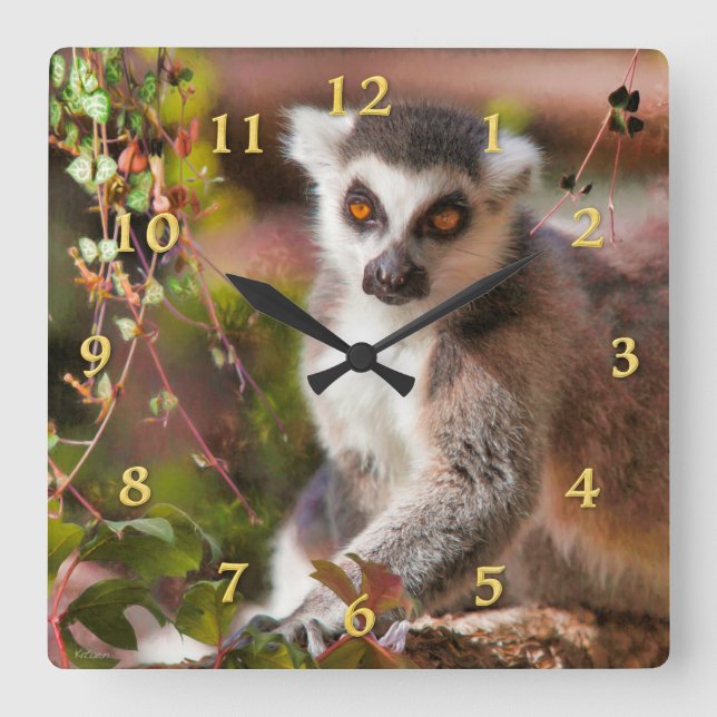 LEMUR LEISURE SQUARE WALL CLOCK (Front)