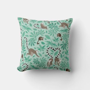 Lemur loves mint leaves throw pillow