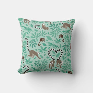 Lemur loves mint leaves throw pillow