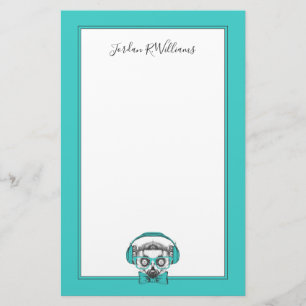 Lemur Music Lover Add Your Name Stationery