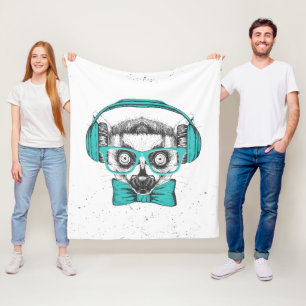 Lemur Music Lover Fleece Blanket