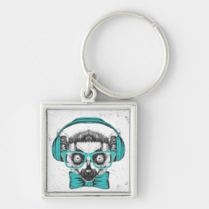 Lemur Music Lover Keychain