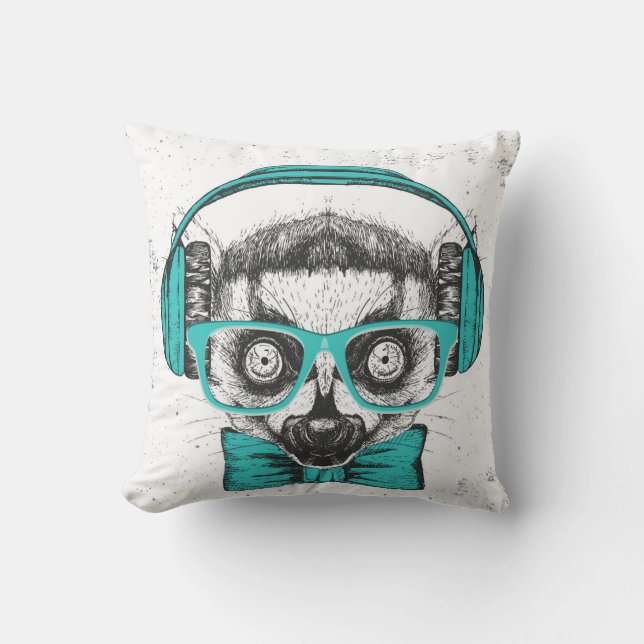 Lemur | Music Lover Throw Pillow (Front)