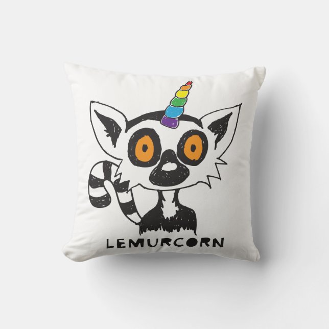 LemurCorn Throw Pillow (Front)