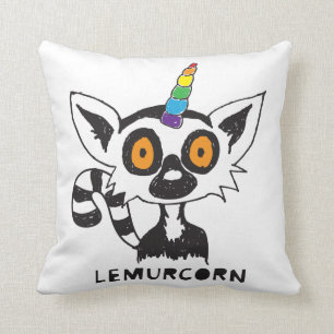 LemurCorn Throw Pillow