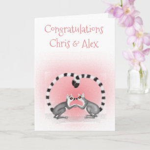 Lemurs in love engagement/wedding card
