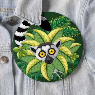 Lemurs of Madagascar in Exotic Jungle 6 Inch Round Button