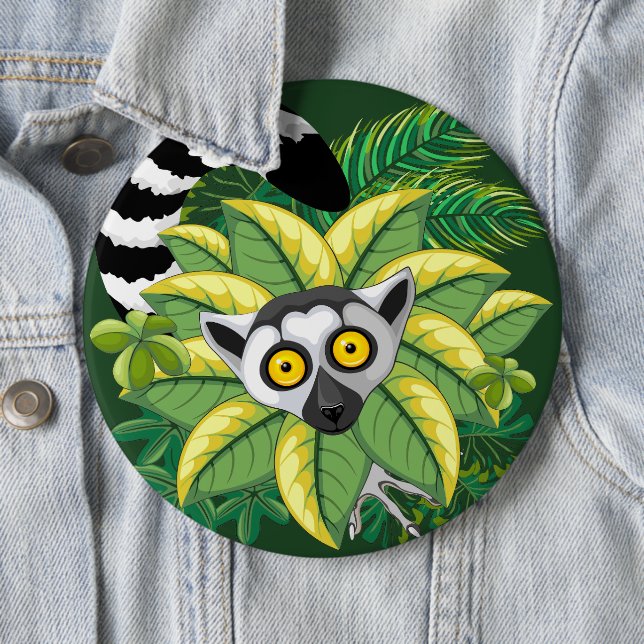 Lemurs of Madagascar in Exotic Jungle 6 Inch Round Button (In Situ)