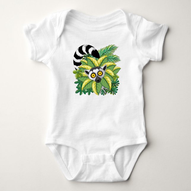 Lemurs of Madagascar in Exotic Jungle Baby Bodysuit (Front)