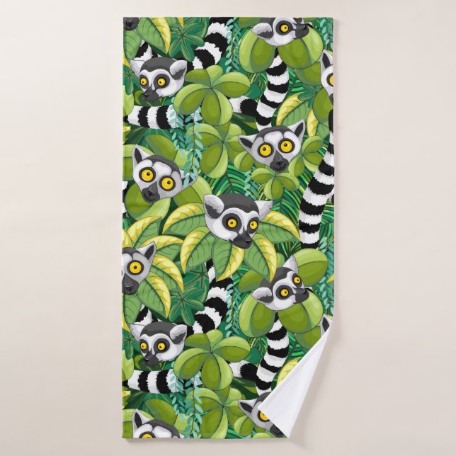 Lemurs of Madagascar in Exotic Jungle Bath Towel Set (Bath Towel)