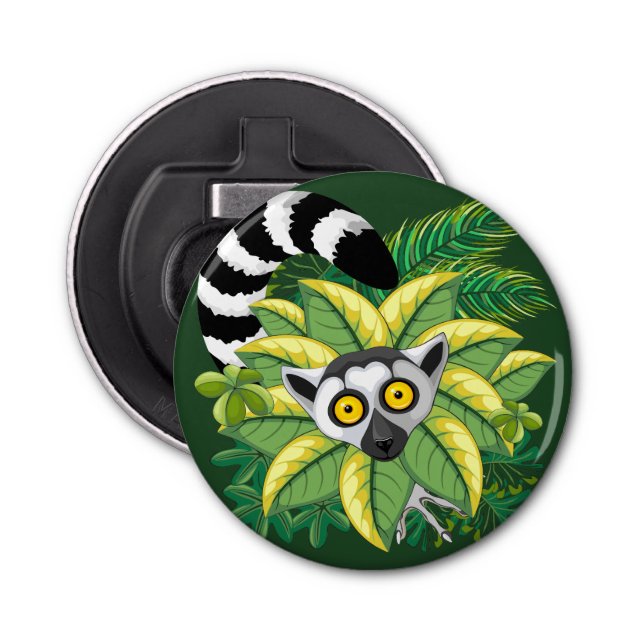 Lemurs of Madagascar in Exotic Jungle Bottle Opener (Front)