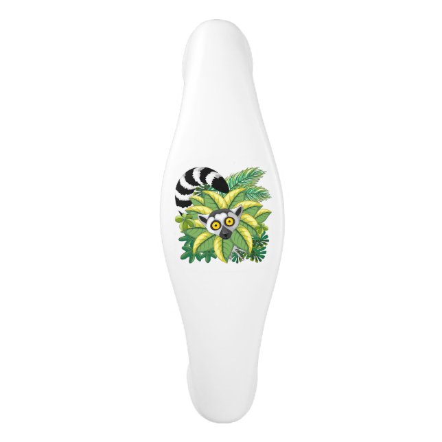 Lemurs of Madagascar in Exotic Jungle Ceramic Cabinet Pull (Front)