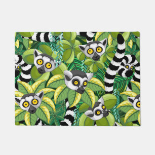 Lemurs of Madagascar in Exotic Jungle Doormat