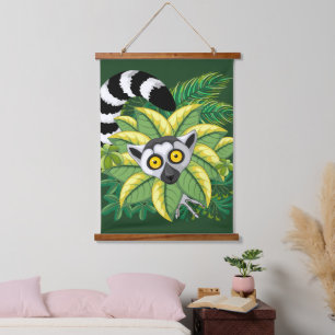 Lemurs of Madagascar in Exotic Jungle Hanging Tapestry