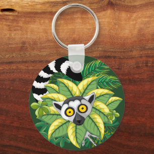 Lemurs of Madagascar in Exotic Jungle Keychain