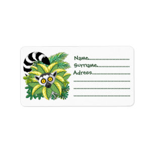 Lemurs of Madagascar in Exotic Jungle  Label