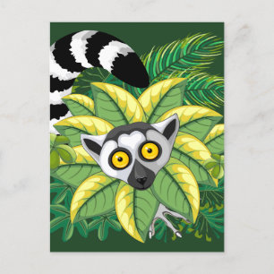 Lemurs of Madagascar in Exotic Jungle Postcard