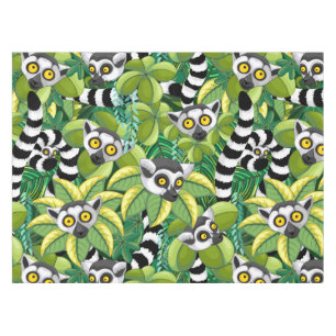 Lemurs of Madagascar in Exotic Jungle Tablecloth