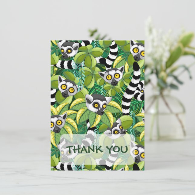 Lemurs of Madagascar in Exotic Jungle Thank You Card (Standing Front)