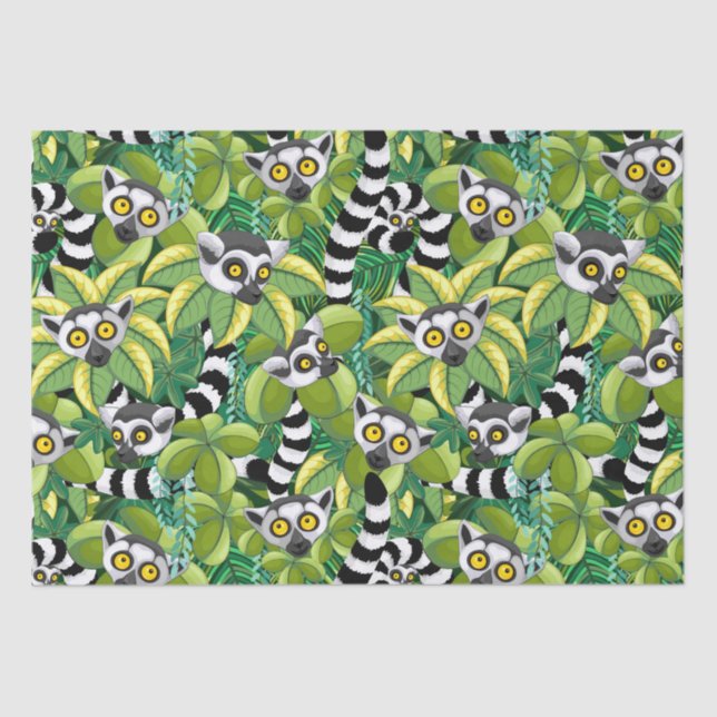 Lemurs of Madagascar in Exotic Jungle Tissue Paper (Front)