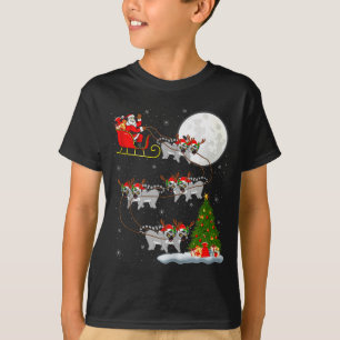 Lemurs Santa Sleigh Flying Funny Magical Christmas T-Shirt