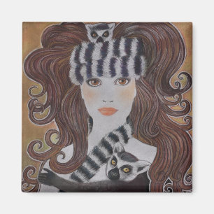 Lemurs Wearing Snow Princess Magnet