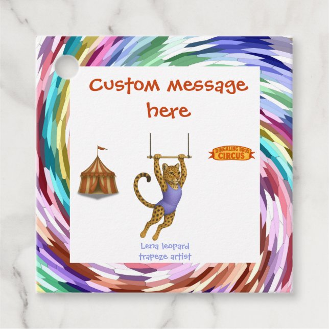 Lena Leopard trapeze artist Favour Tags (Front)