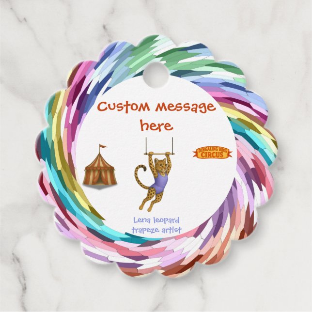 Lena Leopard trapeze artist Favour Tags (Front)