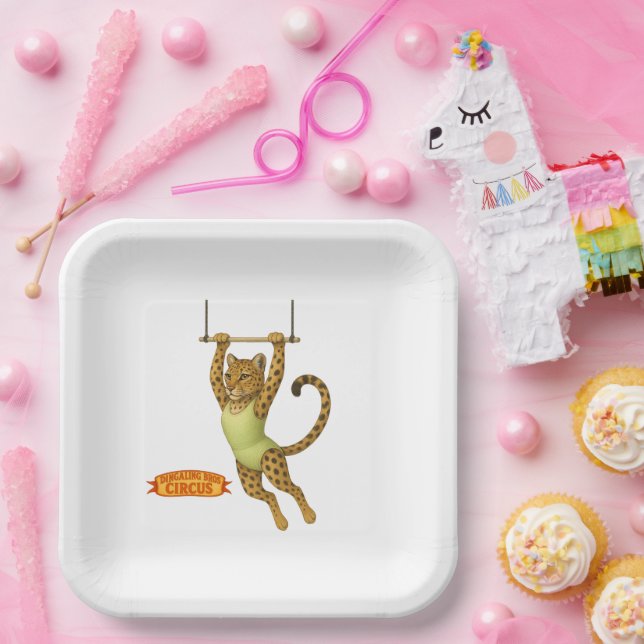 Lena leopard trapeze artist paper plate (Party)
