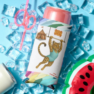 Lena leopard trapeze artist seltzer can cooler