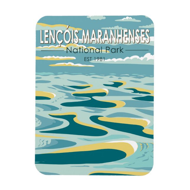 Lencois Maranhenses National Park Brazil Vintage Magnet (Vertical)