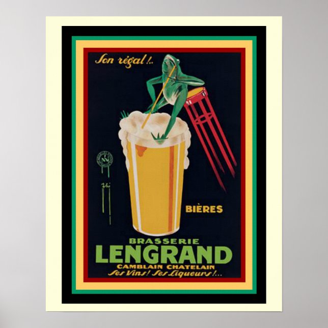 Lengrand Brasserie Poster français Vintage 16 x 20 (Devant)