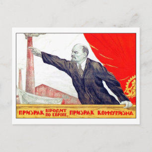Lenin is pointing at factory, Soviet propaganda Postcard