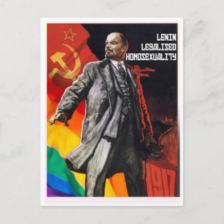 "Lenin legalized homosexuality in 1917" postcard