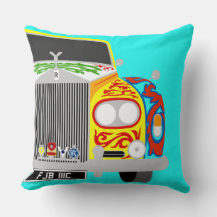 Lennon's classic psychedelic limousine car throw pillow