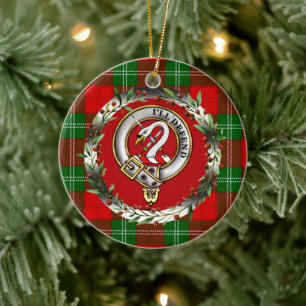 Lennox Clan Badge & Tartan Personalized Christmas Ceramic Ornament