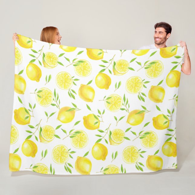 Lenons and leaves fleece blanket (In Situ)