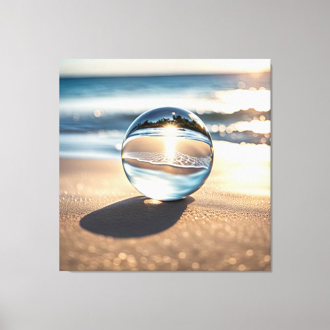 Lens Ball On Ocean Beach Canvas Print (Front)