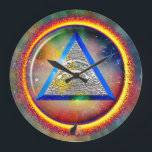 Lens Of Providence Wall Clock<br><div class="desc">The Lens of Providence is the circular ring of glowing energy through which the eye of God watches over all creation. Based on ancient traditional iconography it remains timeless as a symbol of omnipotence framed within the equilateral triangle of power, wisdom and compassion. Compose your mind, purify your soul and...</div>