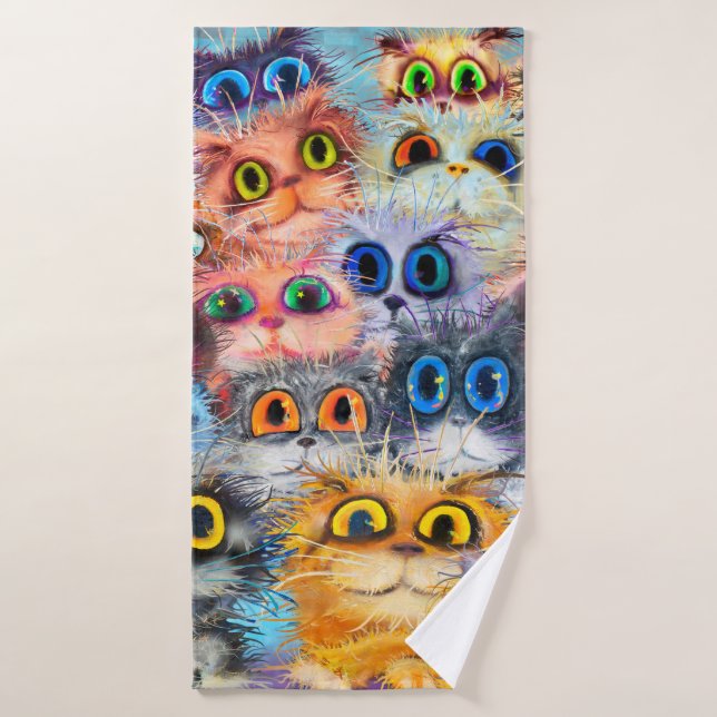 L'ensemble de portraits de chats, portrait, animal (Serviette de bain)