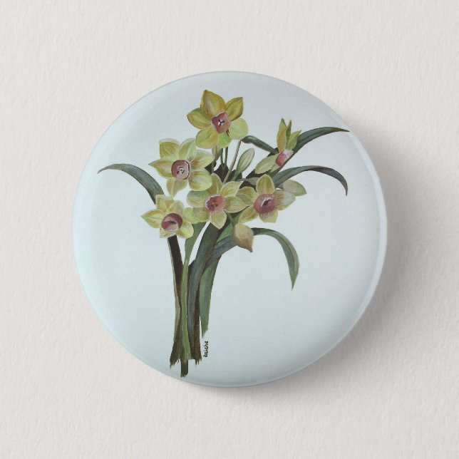 Lent Lily 2 Inch Round Button (Front)