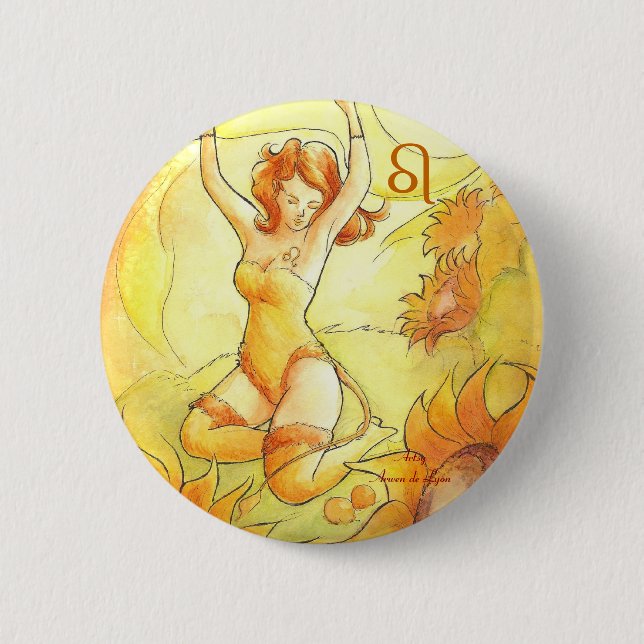 Leo 2 Inch Round Button (Front)