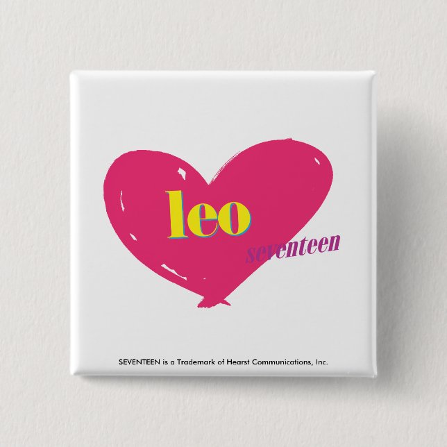 Leo 2 Inch Square Button (Front)