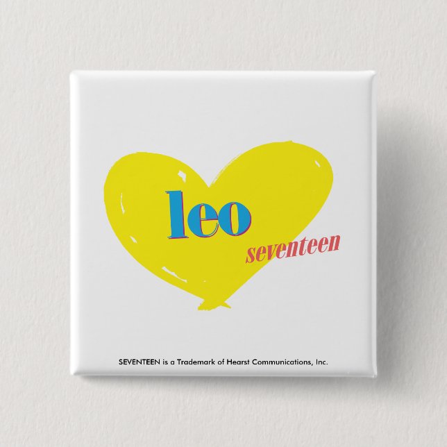 Leo 3 2 inch square button (Front)
