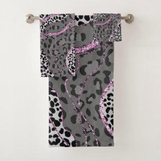 Leo Animal Print Glitter Glam 3 Bath Towel Set