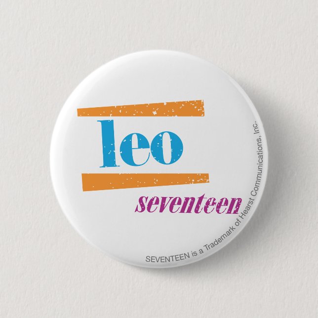 Leo Aqua 2 Inch Round Button (Front)