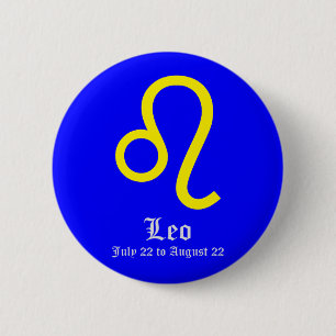 LEO ASTROLOGIC SIGN, SYMBOL ZODIAC 2 INCH ROUND BUTTON
