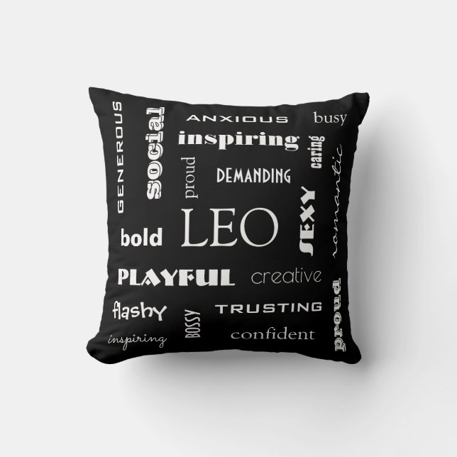 Leo Astrological Throw Pillow (Front)
