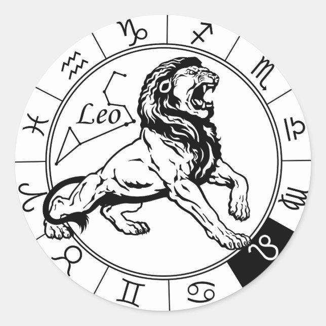 leo astrological zodiac sign classic round sticker (Front)