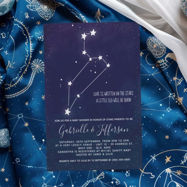 Leo Astrology Baby Shower Invitation (Celebrate with the star sign your little one will be born under. Nature takes its course.)